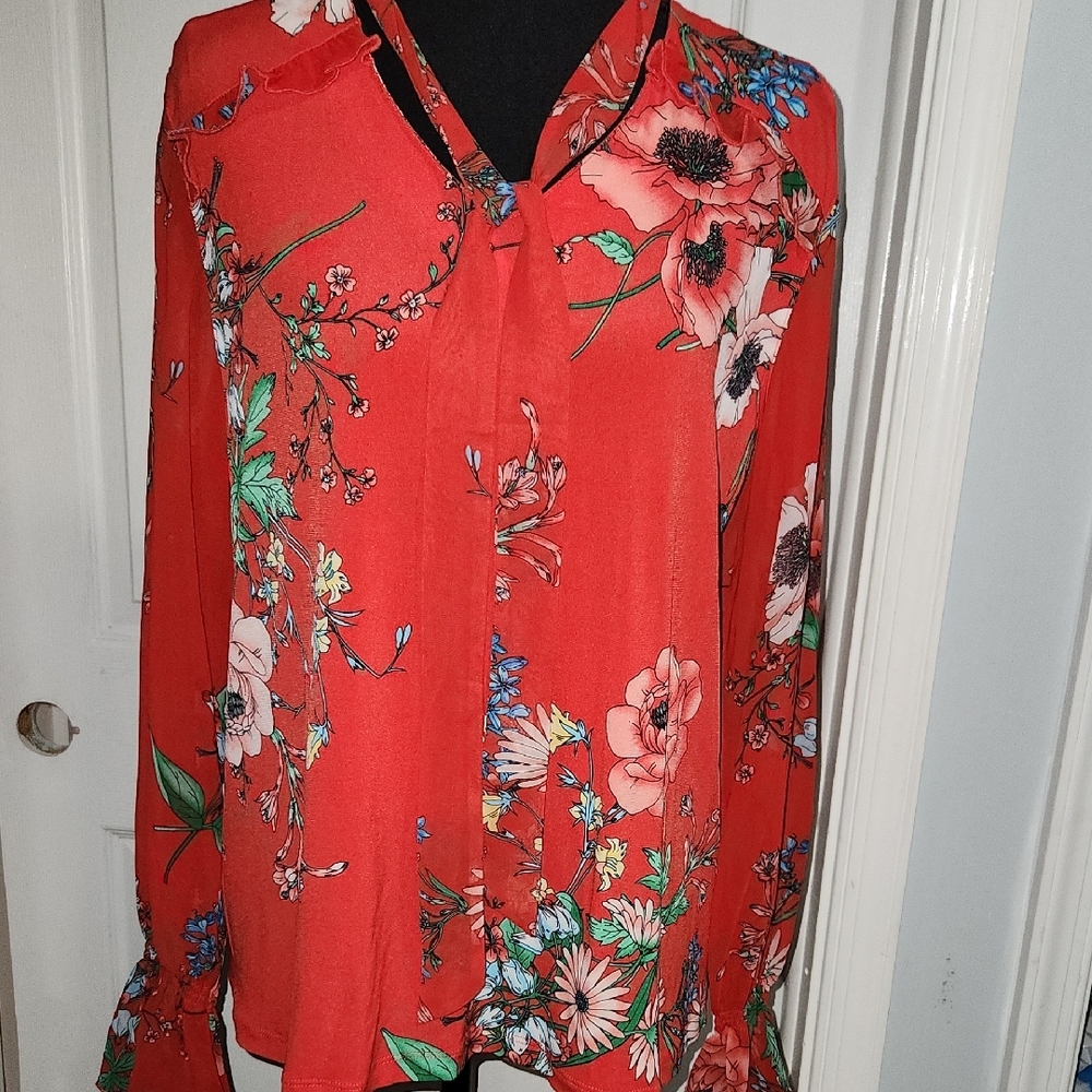 Floral Red Women's Top